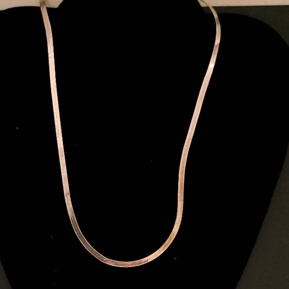 Classic Sterling Silver Herringbone Necklace